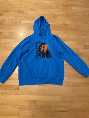 The North Face Bright Blue Pullover Hoodie with Graphic Logo